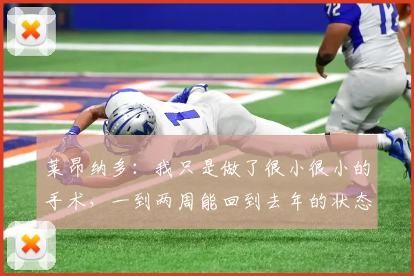 莱昂纳多：我只是做了很小很小的手术，一到两周能回到去年的状态